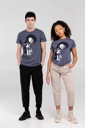 Футболка «Меламед. Nick Cave», темно-синий меланж Футболка «Меламед. Nick Cave», темно-синий меланж