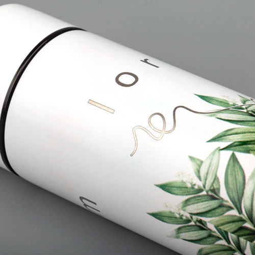 Термобутылка Metropolis, белая с круговой УФ-печатью и гравировкой