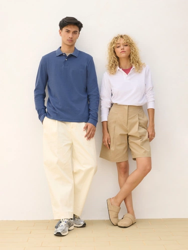 Рубашка поло унисекс с длинным рукавом Pacific LSL, синяя (джинс) Рубашка поло унисекс с длинным рукавом Pacific LSL, синяя (джинс)