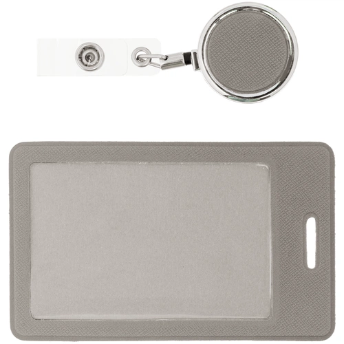 Чехол для пропуска с ретрактором Devon, серый Чехол для пропуска с ретрактором Devon, серый