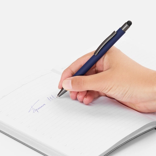 Ручка шариковая Atento Soft Touch со стилусом, темно-синяя Ручка шариковая Atento Soft Touch со стилусом, темно-синяя