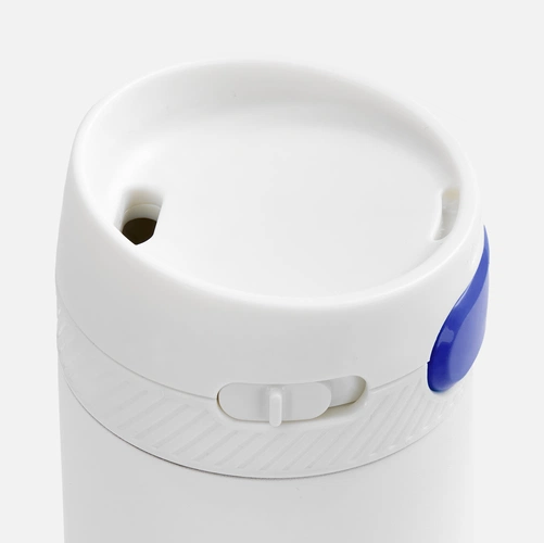 Термостакан X1 с цветной кнопкой, белый с синим Термостакан X1 с цветной кнопкой, белый с синим