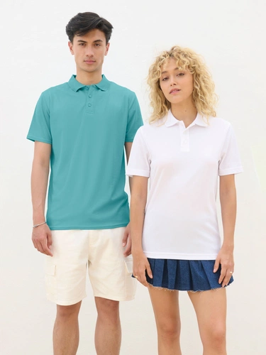 Рубашка поло унисекс Pitcher, белая Рубашка поло унисекс Pitcher, белая