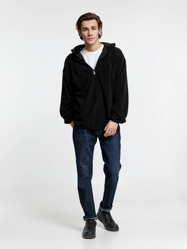 Анорак флисовый унисекс Fliska, черный Анорак флисовый унисекс Fliska, черный