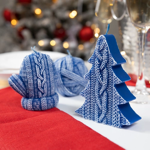 Свеча Kniteam, елка, синяя Свеча Kniteam, елка, синяя