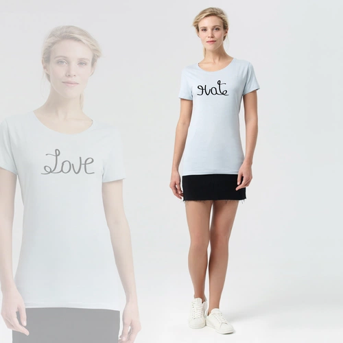 Футболка женская Hate-Love, голубая Футболка женская Hate-Love, голубая