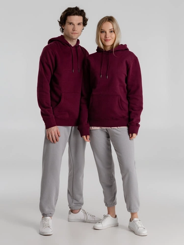 Толстовка с капюшоном унисекс King, бордовая Толстовка с капюшоном унисекс King, бордовая