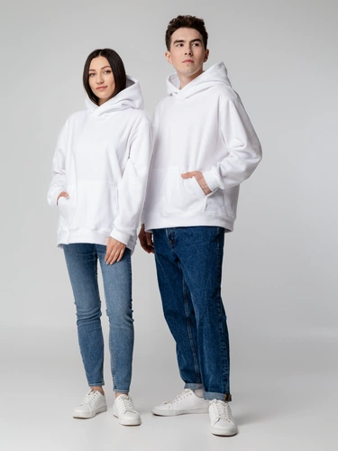 Худи флисовое унисекс Manakin, белое Худи флисовое унисекс Manakin, белое