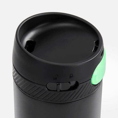 Термостакан X1 с цветной кнопкой, черный с зеленым Термостакан X1 с цветной кнопкой, черный с зеленым