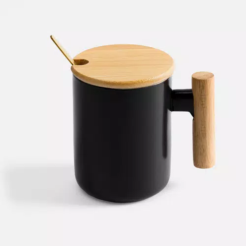 Кружка с ложкой Eco Fusion, черная Кружка с ложкой Eco Fusion, черная