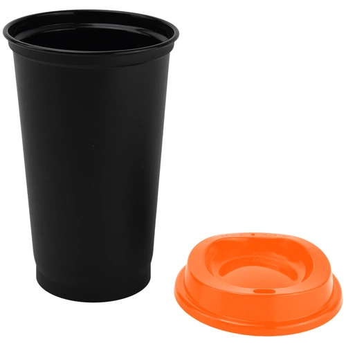Стакан с крышкой Color Cap Black, черный с оранжевым Стакан с крышкой Color Cap Black, черный с оранжевым