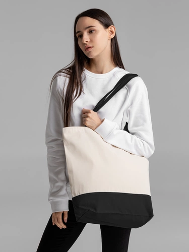 Сумка для покупок на молнии Shopaholic Zip, неокрашенная с черным Сумка для покупок на молнии Shopaholic Zip, неокрашенная с черным