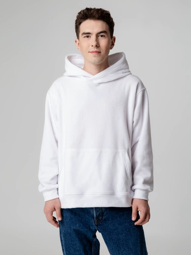 Худи флисовое унисекс Manakin, белое Худи флисовое унисекс Manakin, белое