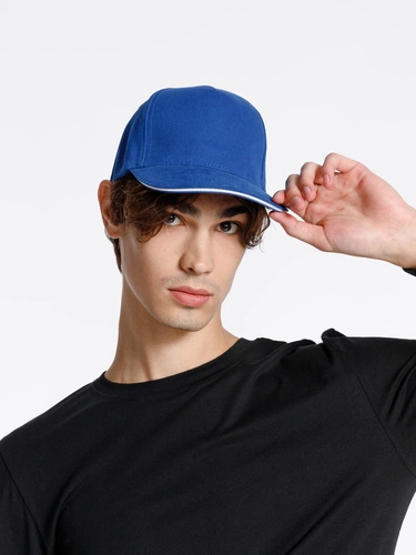 Бейсболка Classic, ярко-синяя с белым кантом Бейсболка Classic, ярко-синяя с белым кантом