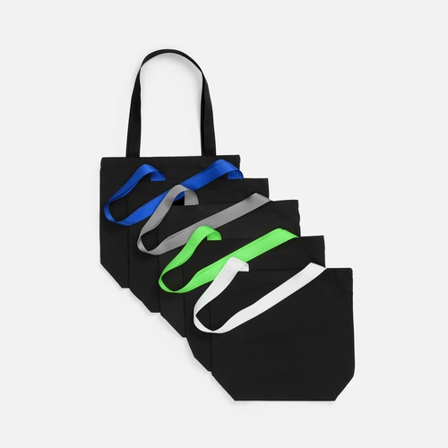 Шопер B5, черный с широкими белыми ручками Шопер B5, черный с широкими белыми ручками