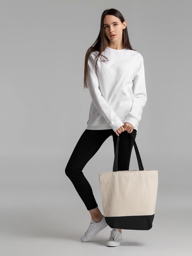 Сумка для покупок на молнии Shopaholic Zip, неокрашенная с черным Сумка для покупок на молнии Shopaholic Zip, неокрашенная с черным