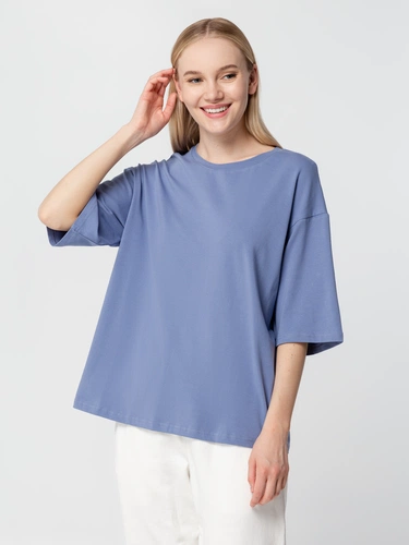 Футболка унисекс оверсайз Street Vibes, синяя (лавандовая) Футболка унисекс оверсайз Street Vibes, синяя (лавандовая)