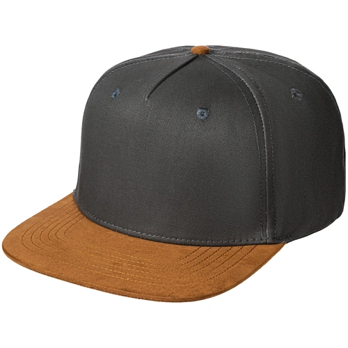 Бейсболка Foreside с прямым козырьком, серая с коричневым Бейсболка Foreside с прямым козырьком, серая с коричневым