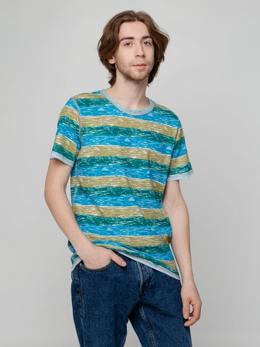 Футболка мужская Rayet двусторонняя, голубая с зеленым Футболка мужская Rayet двусторонняя, голубая с зеленым