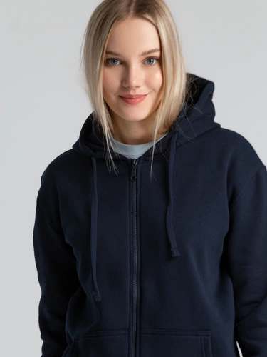 Толстовка на молнии с капюшоном Siverga Heavy 2.0, темно-синяя Толстовка на молнии с капюшоном Siverga Heavy 2.0, темно-синяя