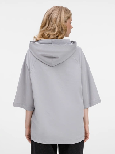 Футболка оверсайз унисекс с капюшоном Neofit, светло-серая Футболка оверсайз унисекс с капюшоном Neofit, светло-серая