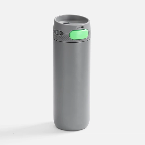 Термостакан X1 с цветной кнопкой, серый с зеленым Термостакан X1 с цветной кнопкой, серый с зеленым