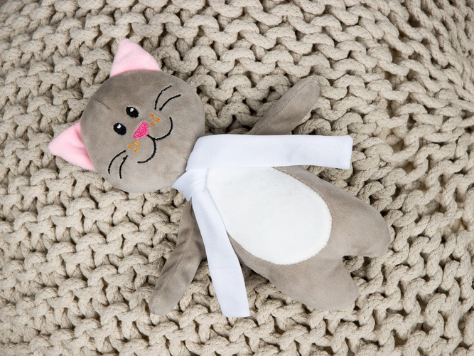 Мягкая игрушка Beastie Toys, котик с белым шарфом Мягкая игрушка Beastie Toys, котик с белым шарфом