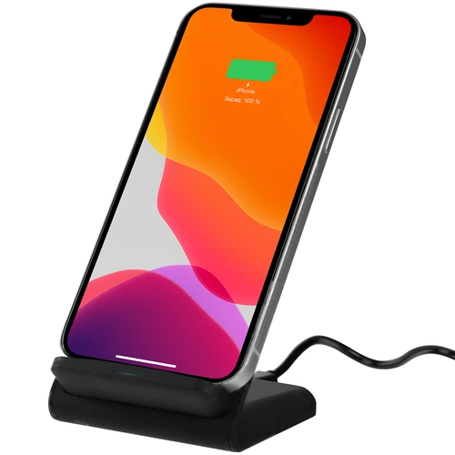 Беспроводное зарядное устройство с быстрой зарядкой Overtop, черное Беспроводное зарядное устройство с быстрой зарядкой Overtop, черное