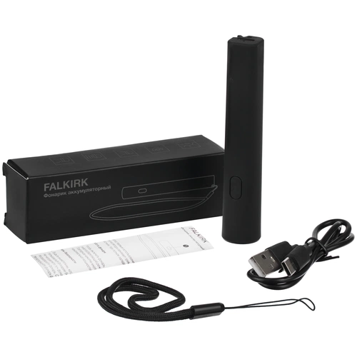 Фонарик аккумуляторный Falkirk, черный Фонарик аккумуляторный Falkirk, черный