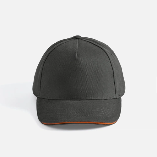 Бейсболка Long Beach, серая с оранжевым Бейсболка Long Beach, серая с оранжевым