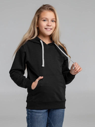 Толстовка с капюшоном детская Kirenga Kids, черная Толстовка с капюшоном детская Kirenga Kids, черная