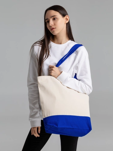 Сумка для покупок на молнии Shopaholic Zip, неокрашенная с синим Сумка для покупок на молнии Shopaholic Zip, неокрашенная с синим