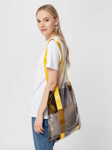 Шопер Clear Fest, прозрачный серый с желтыми ручками Шопер Clear Fest, прозрачный серый с желтыми ручками
