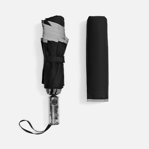 Зонт наоборот складной Futurum со светоотражающим кантом, черный Зонт наоборот складной Futurum со светоотражающим кантом, черный