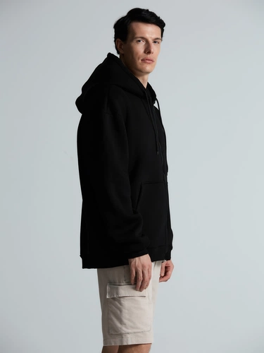 Толстовка унисекс оверсайз Zippy, черная Толстовка унисекс оверсайз Zippy, черная