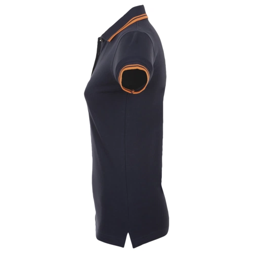 Рубашка поло женская Pasadena Women 200 с контрастной отделкой, темно-синяя (navy) с неоново-оранжевым Рубашка поло женская Pasadena Women 200 с контрастной отделкой, темно-синяя (navy) с неоново-оранжевым