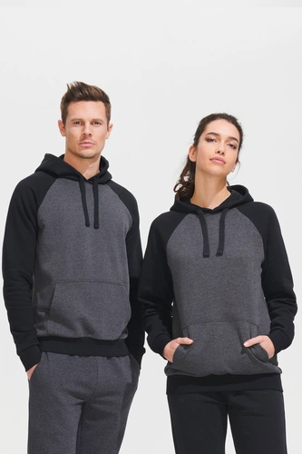 Толстовка унисекс Seattle, темный меланж с черным Толстовка унисекс Seattle, темный меланж с черным