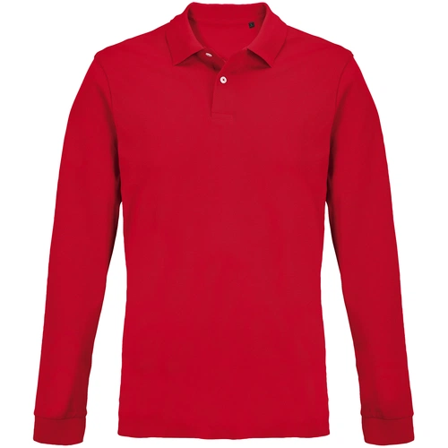 Рубашка поло унисекс с длинным рукавом Pacific LSL, красная Рубашка поло унисекс с длинным рукавом Pacific LSL, красная