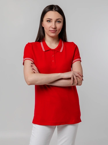 Рубашка поло женская Virma Stripes Lady, красная Рубашка поло женская Virma Stripes Lady, красная