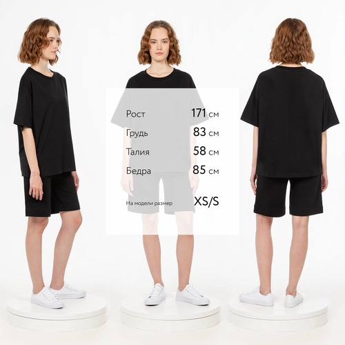 Футболка унисекс оверсайз T3, черная Футболка унисекс оверсайз T3, черная