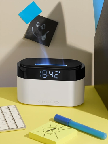 Увлажнитель-ароматизатор с часами и подсветкой ClockWave, белый Увлажнитель-ароматизатор с часами и подсветкой ClockWave, белый