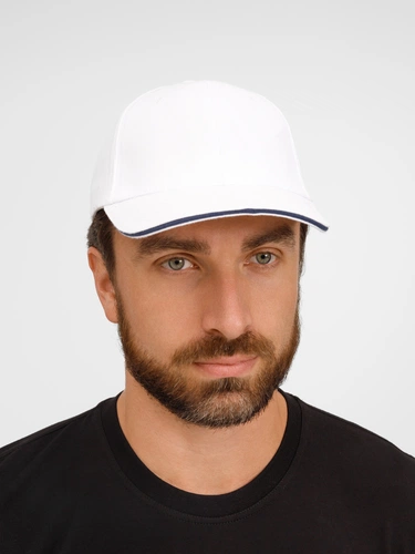 Бейсболка Buffalo, белая с темно-синим Бейсболка Buffalo, белая с темно-синим