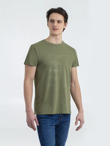 Футболка приталенная Old Patents. Knife, меланж хаки Футболка приталенная Old Patents. Knife, меланж хаки