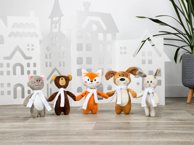 Мягкая игрушка Beastie Toys, собачка с белым шарфом Мягкая игрушка Beastie Toys, собачка с белым шарфом