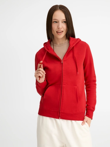 Толстовка женская на молнии с капюшоном Seven Women, красная Толстовка женская на молнии с капюшоном Seven Women, красная
