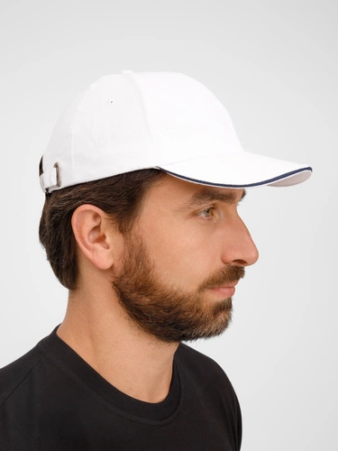 Бейсболка Buffalo, белая с темно-синим Бейсболка Buffalo, белая с темно-синим