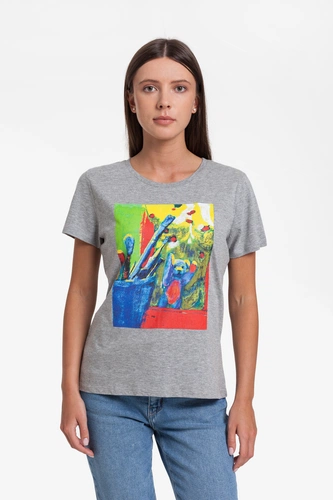 Футболка женская Artist Bear, серый меланж Футболка женская Artist Bear, серый меланж