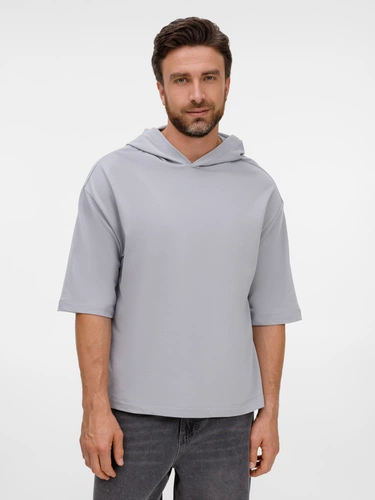 Футболка оверсайз унисекс с капюшоном Neofit, светло-серая Футболка оверсайз унисекс с капюшоном Neofit, светло-серая