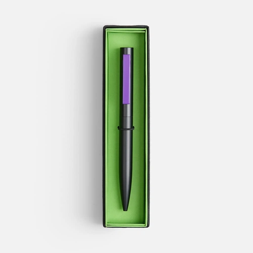 Ручка шариковая Inkolor в футляре, черная с фиолетовым Ручка шариковая Inkolor в футляре, черная с фиолетовым