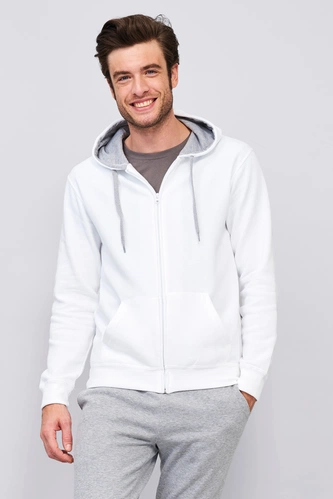 Толстовка мужская на молнии Soul Men 290 с контрастным капюшоном, белая Толстовка мужская на молнии Soul Men 290 с контрастным капюшоном, белая